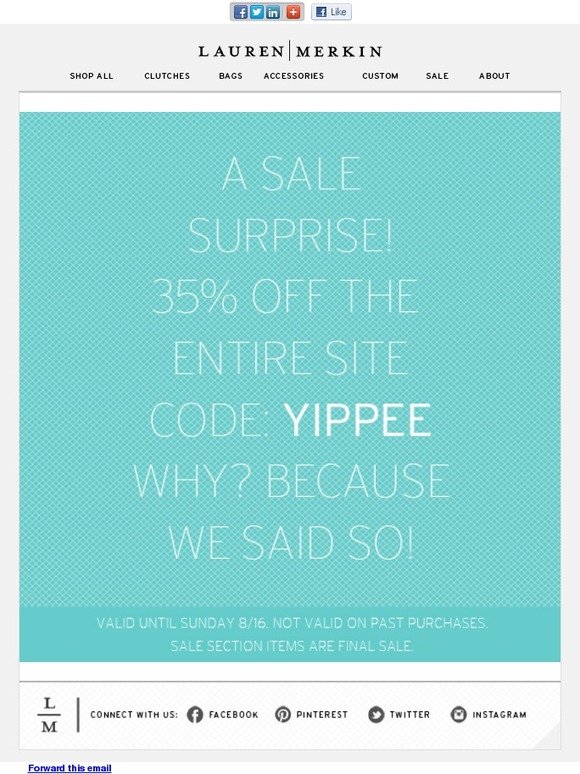 A Sale Surprise! 35% off! Yippee