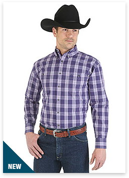 George Strait Long Sleeve Button Down Plaid Shirt