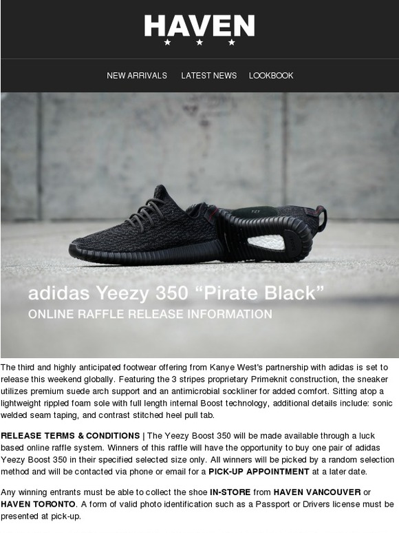 yeezy raffle haven