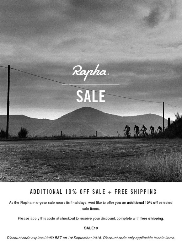 Rapha: Enjoy an additional 10% off + free shipping | Milled