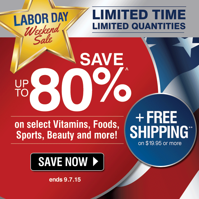 Puritan's Pride ★ 80 OFF Labor Day Sale ★ Free Shipping ★ No Limits