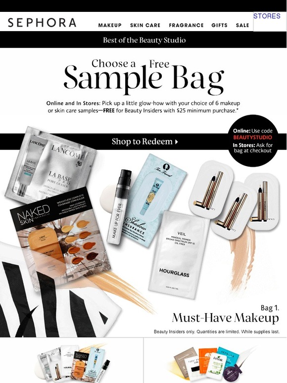 Sephora 1 bag. 6 samples. More ways to learn. Milled