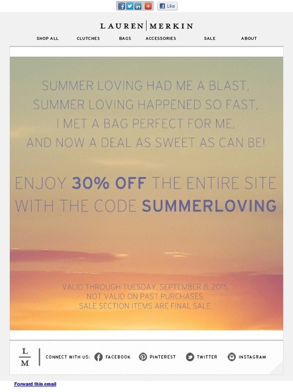 Summer Loving! 30% off!