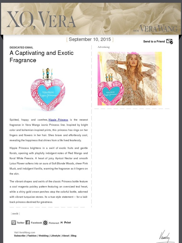 A Captivating, Exotic Fragrance: Vera Wang Hippie Princess -- Dedicated Email