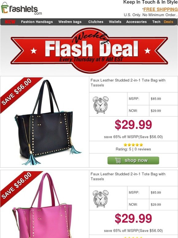 Fashlets Flash Deal - Marvelous Tassel Accented 2-in-1 Tote Bag Only $29.99