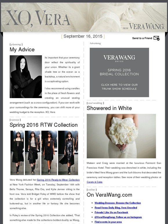 See Vera Wang's Spring 2016 Ready-to-Wear Collection + a Dreamy White Wedding