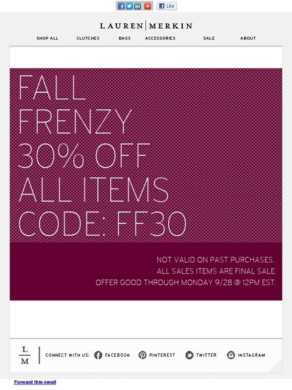 Fall Frenzy! 30% Off!