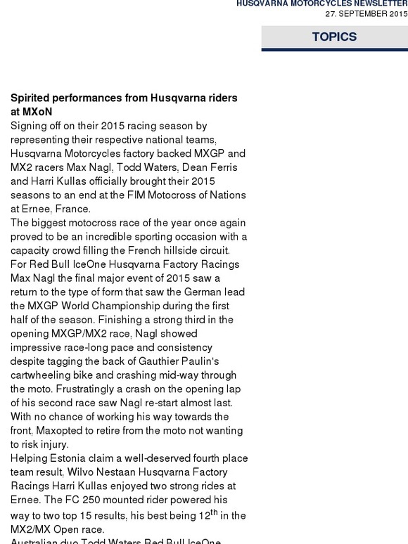Husqvarna Motorsport News: Motocross of Nations, Ernee, France