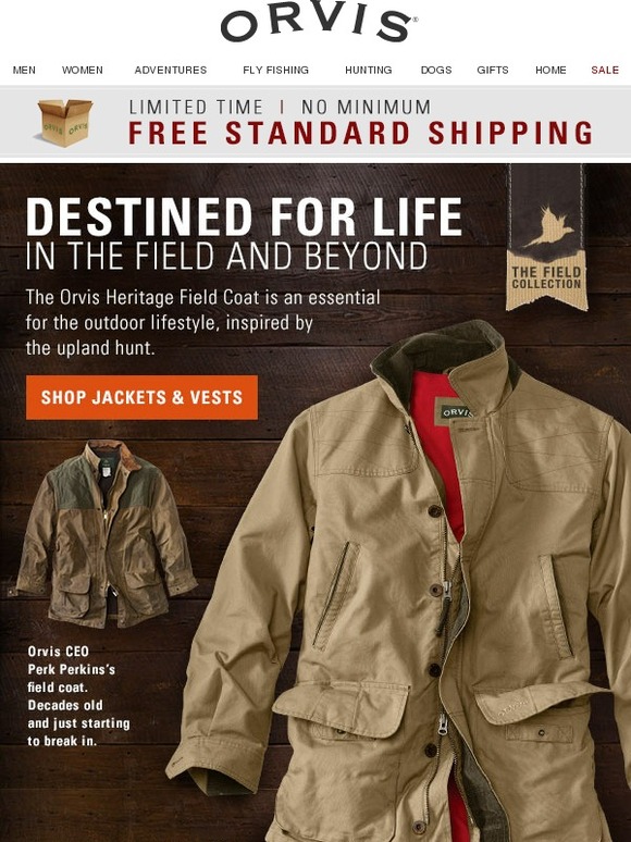 Orvis The Orvis Heritage Field Coat, now on sale. Milled