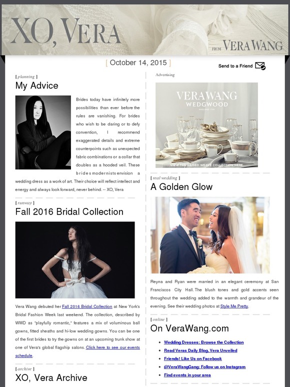 See Vera's Fall 2016 Bridal Collection + Where to Book a Trunk Show Appointment!