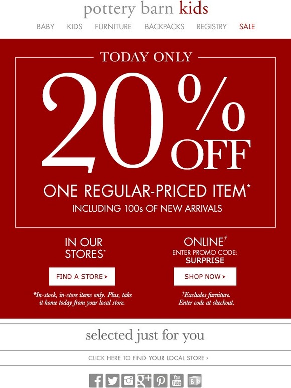 Promotion codes for Pottery Barn teen.