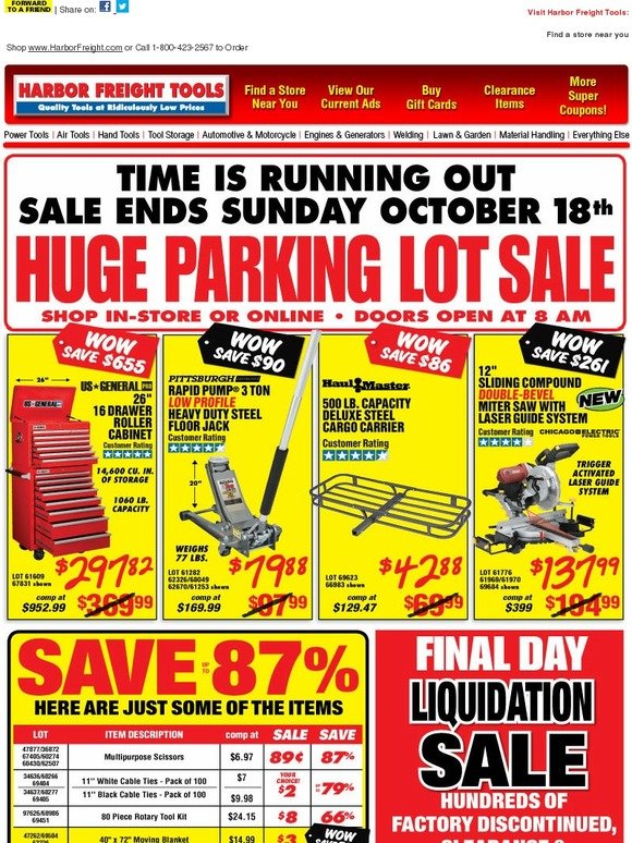 Harbor Freight Tools Final Day Huge Parking Lot Sale Ends Sunday