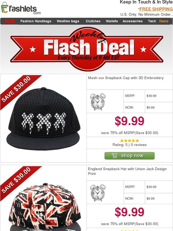 Fashlets Flash Deal - Premium Trendy Snapback Hat Only $9.99