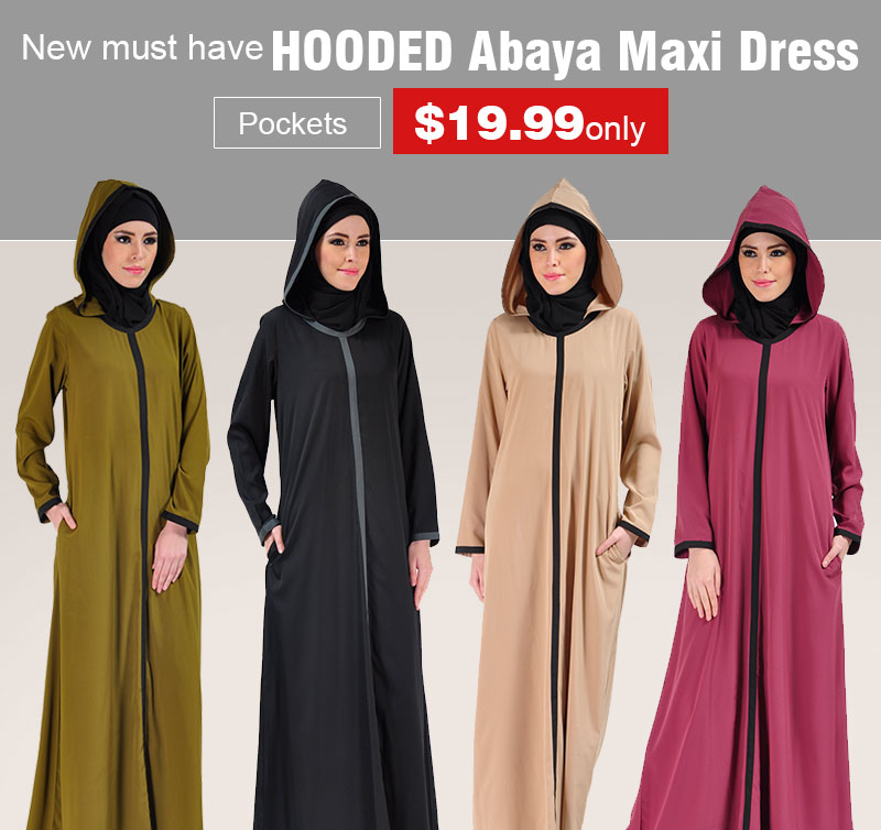 abaya with hood and pockets