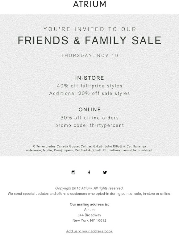 You're Invited! Friends and Family Sale
