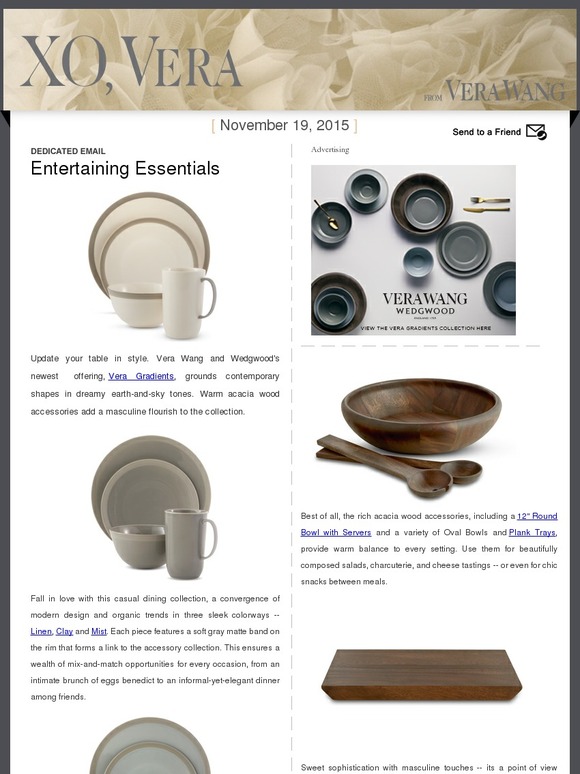 Entertaining Essentials from Vera Wang and Wedgwood -- Dedicated Email