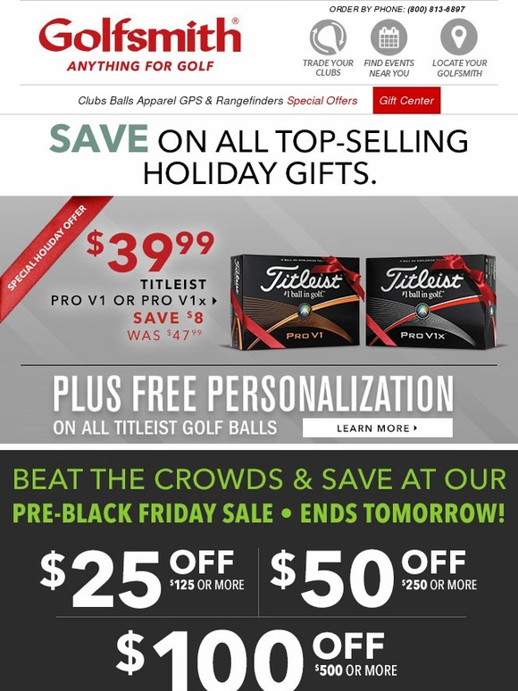 Golfsmith Titleist Pro V1 39 99 Special Holiday Offer Milled