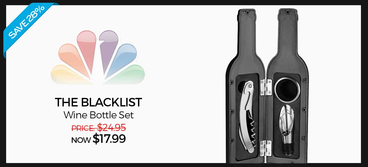 Save 28%! The Blacklist Wine Bottle Set: Was $24.95 Now $17.99