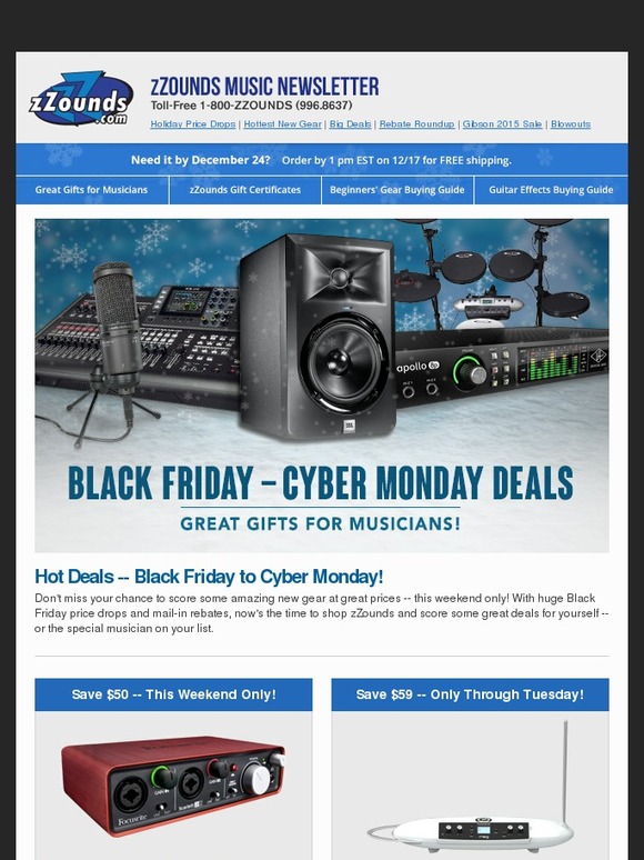 zZounds Hot Deals Black Friday to Cyber Monday! Milled