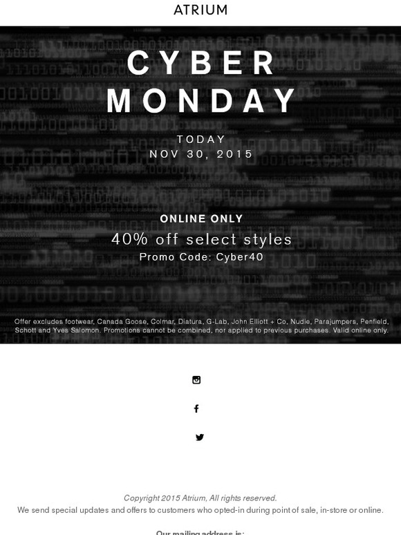 CYBER MONDAY - 40% OFF!