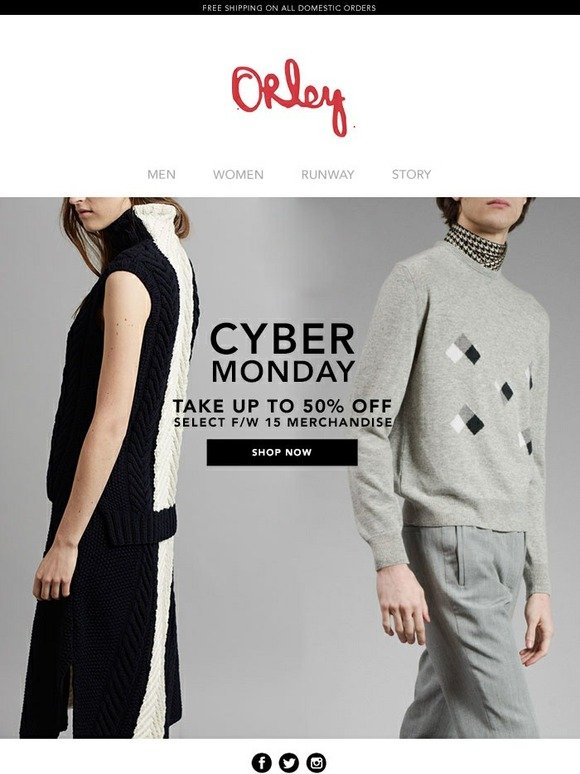 Cyber Monday Sale: Enjoy 50% off our FW15 collection