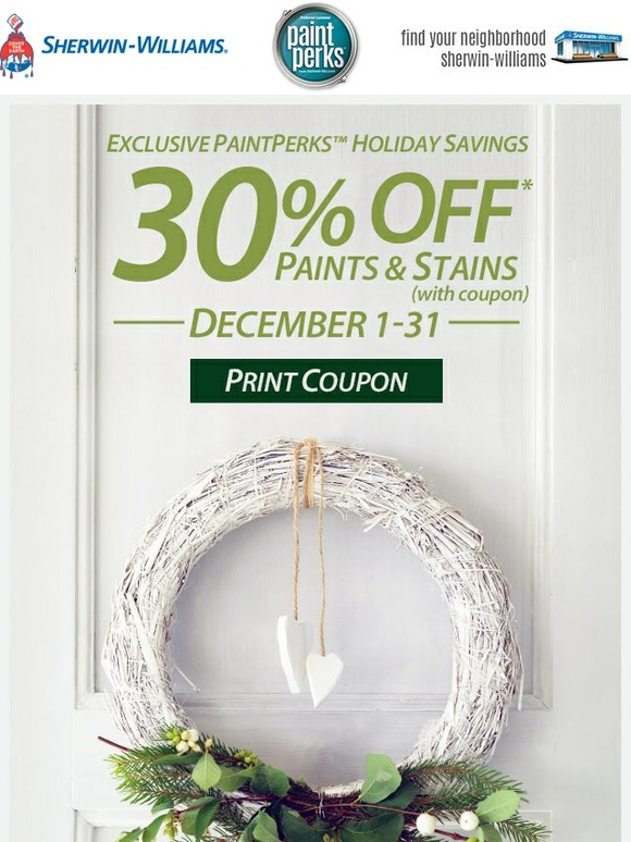 Sherwin Williams Home Spruce up your front door for the holidays + coupon inside Milled