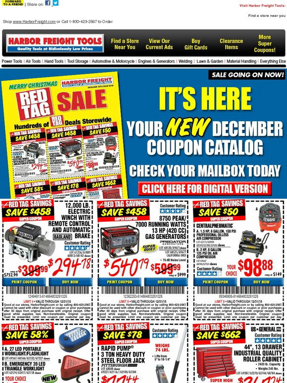 Harbor Freight Tools 🚩 Red Tag Sale Hundreds of Red Tag Deals