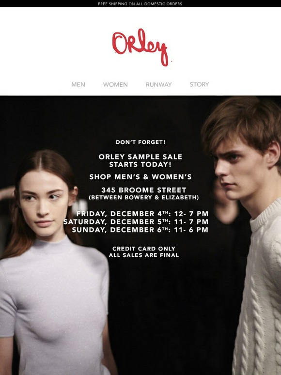 The Orley Sample Sale Starts Today: Shop Men's and Women's