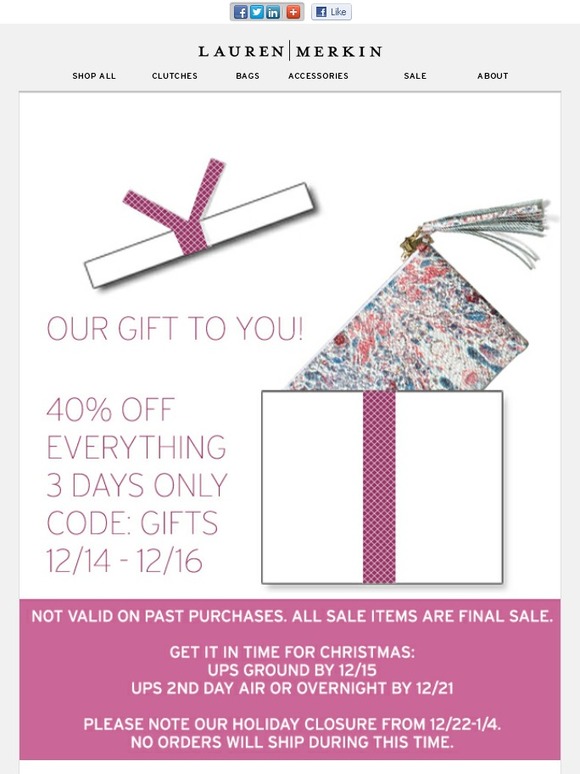 Our gift to you! 40% off!