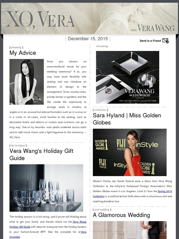 Vera Wang's Holiday Gift Guide + a Glamorous Wedding in New York