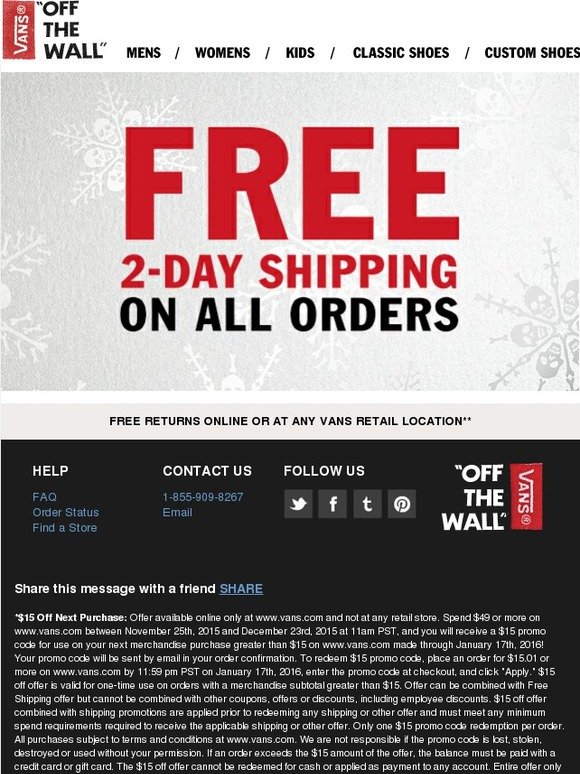 vans free 2 day shipping code