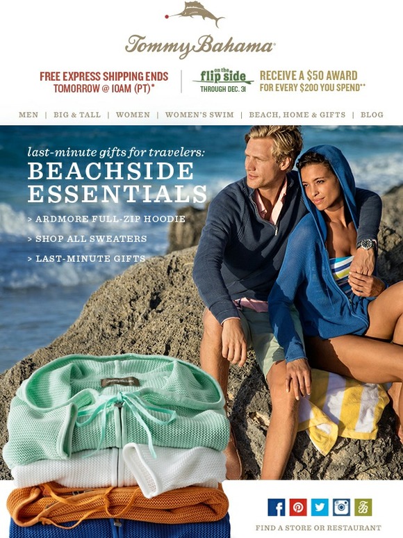 Tommy Bahama Treat her to coastal comfort and style Milled