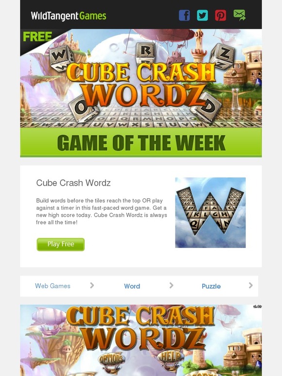 WildTangent Games: Free. Fun. Fantastic! Play Cube Crash Wordz! | Milled