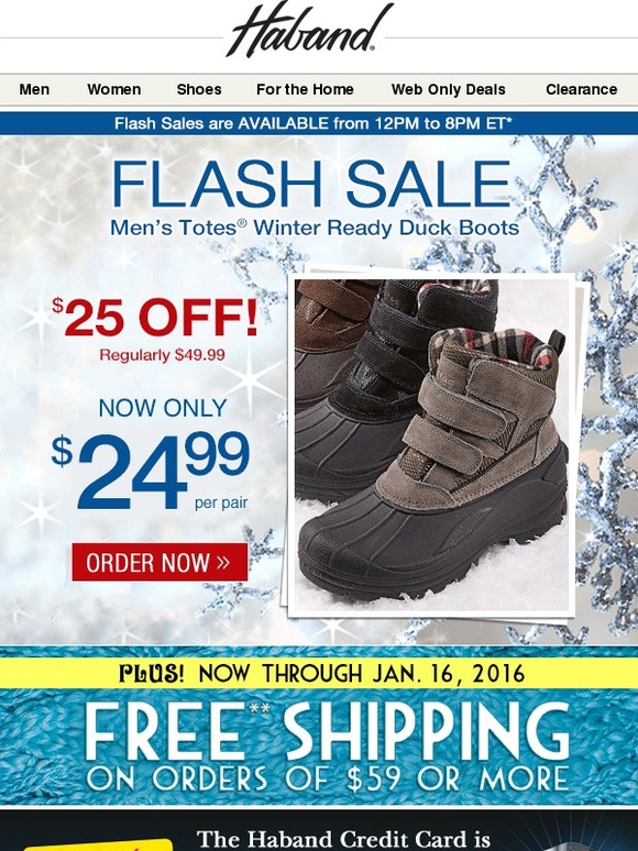 Haband Boot Sale Totes Duck Boots 25 Off! Milled