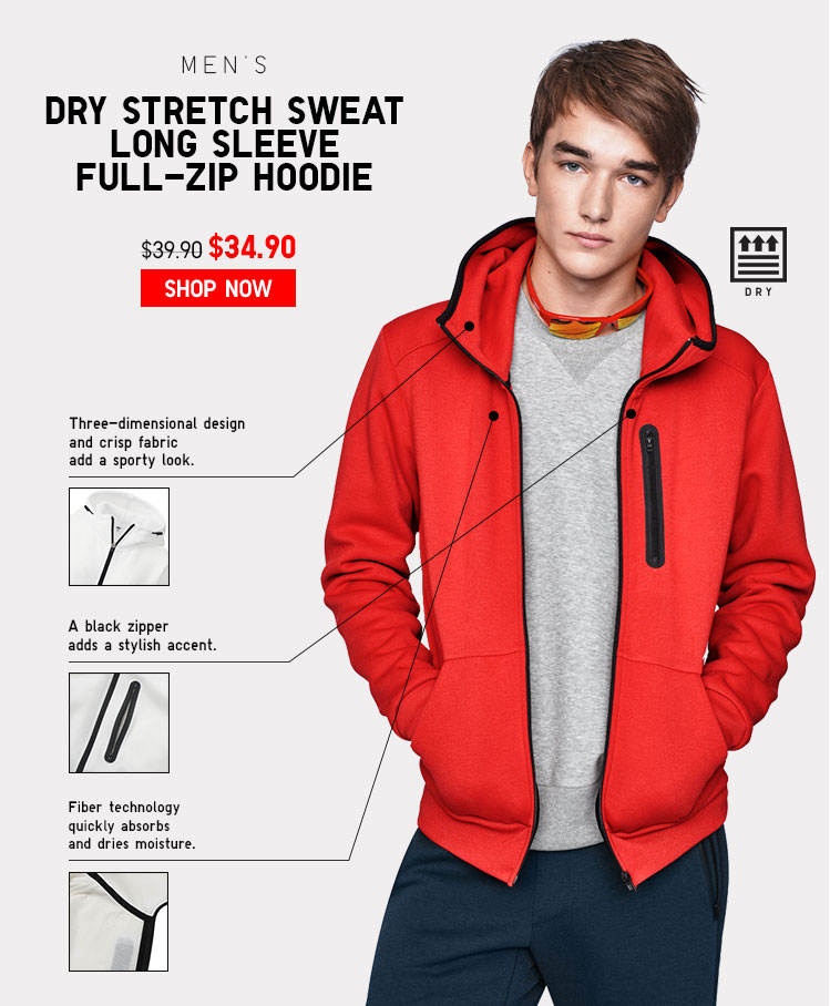 dry stretch sweat full zip hoodie uniqlo