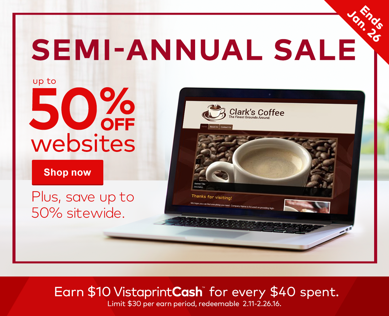 Vistaprint SemiAnnual Sale ☰ up to 50 off websites ☰ Limited time
