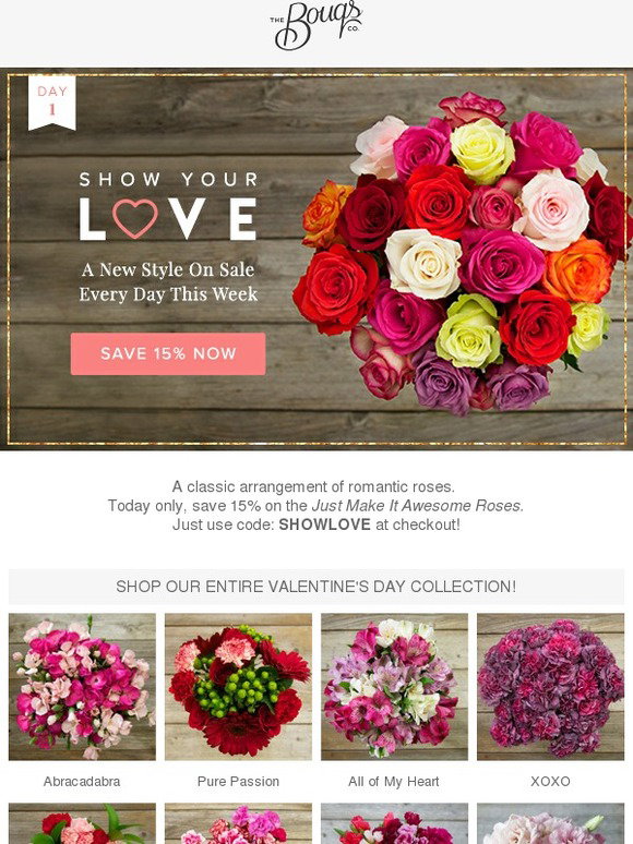 Bouqs: Valentine's Savings Starts Now - Save 15% on Amazing Roses! | Milled