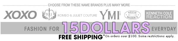 Choose from many name brand designer labels fashions just $15 each