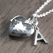 Hammered heart personalised locket
