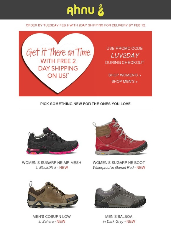 Ahnu Footwear FREE 2 Day shipping get your Vday gift