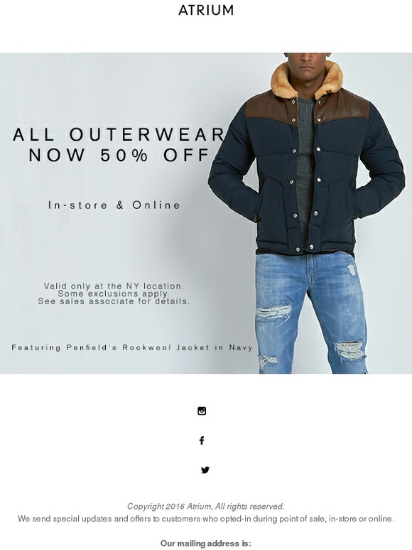 50% Off All Outerwear