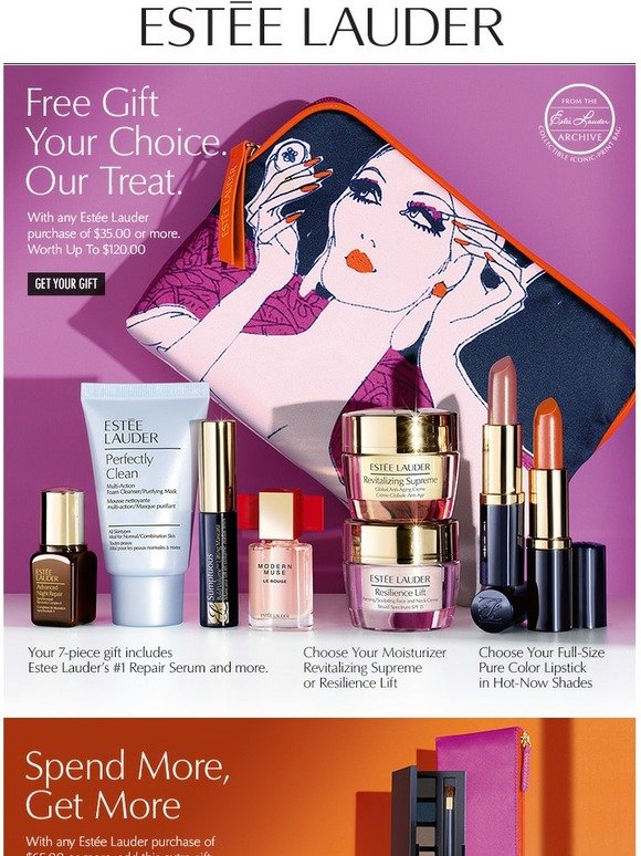 Estée Lauder Now at Macy's Free Gift. Your Choice. Our Treat. Milled