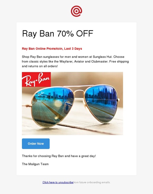 Ray Ban Sunglasses 70% OFF ,SHADED IN STYLE