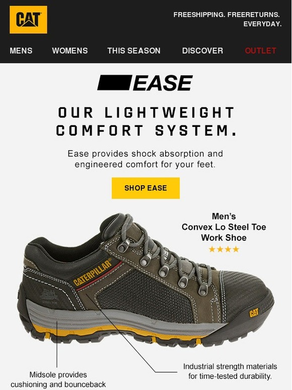 Cat Footwear Ease Our lightweight comfort system. Milled