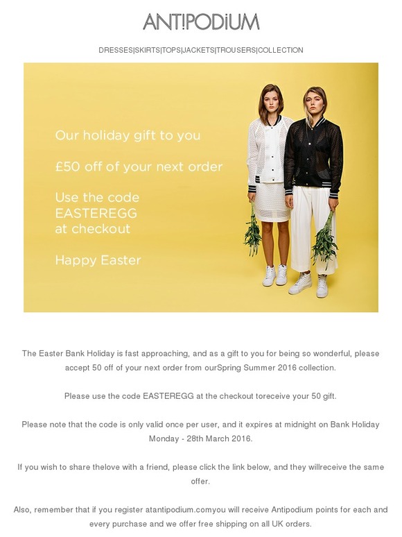 Antipodium Easter Gift - £50 to spend