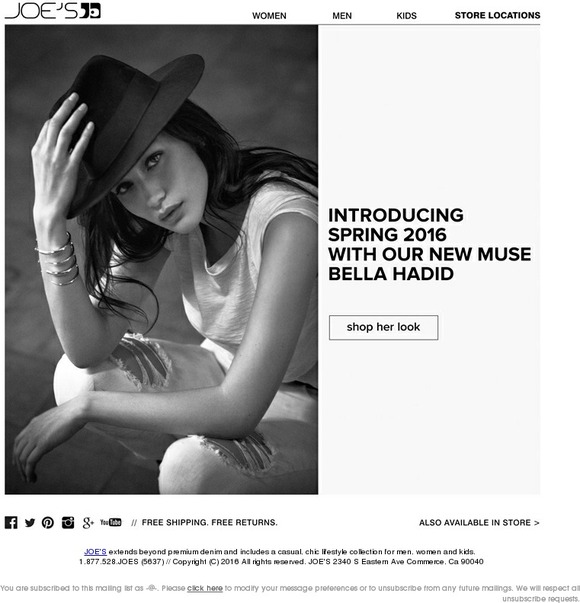 Joes Jeans The New Face of Joe’s Jeans Bella Hadid. Shop her looks