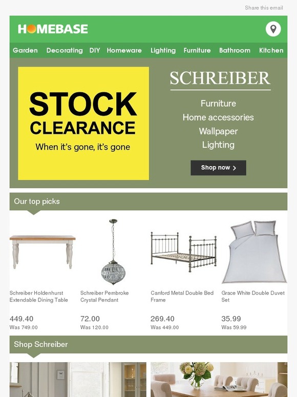 Homebase Schreiber Clearance Home & Furniture When it's gone, it's