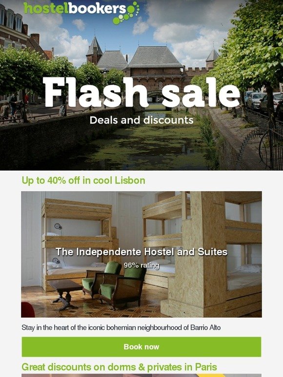 Reduced rates in top hostels - today only!