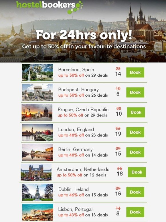 For 24hrs only: tons of deals across our top cities
