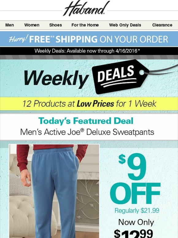 Haband: Get $9 Off Active Joe Sweatpants! Only 2 More Days! | Milled